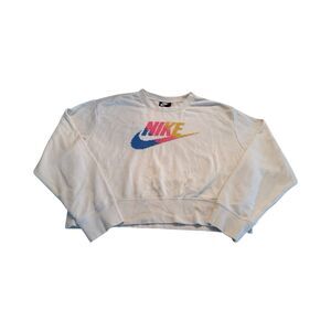 Nike Woman’s L Cross Stitch Logo Fleece Crewneck Sweater Cropped‎